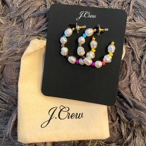 NEW J. Crew Colorful Pearl Hoops